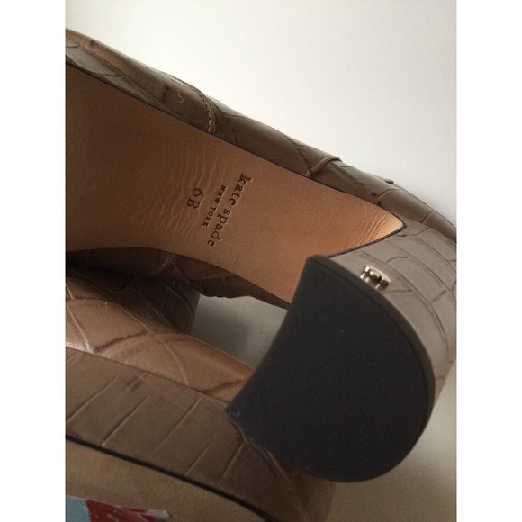 KATE SPADE Barrett Snake Print Round Toe Platform Leather Booties Beige (Size 6) - Picture 11 of 12